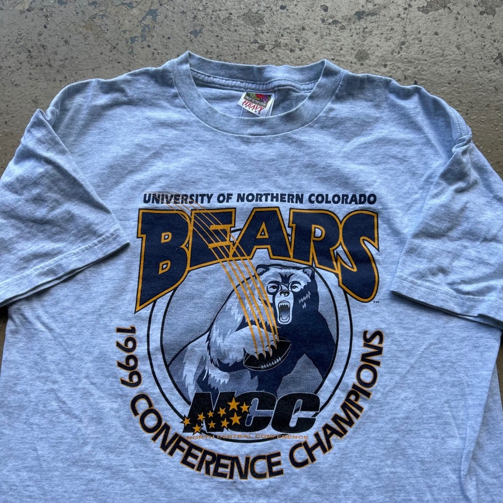 Vintage 1999 Northern Colorado Bears NCC Football Champions T-Shirt Gray Large
